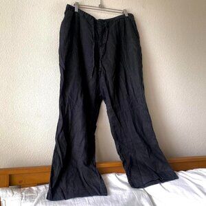 Old Navy 100% Linen Black Drawstring Pants Women's Size 10